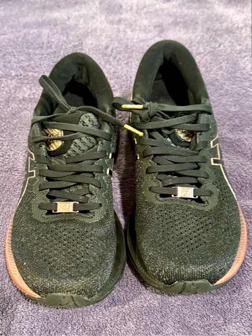 Asics Black Sneakers with Rose Gold and Gold Accents - Picture 2 of 7